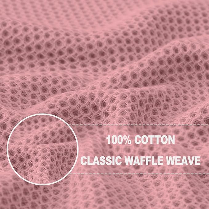 Homaxy 100% Cotton Waffle Weave Kitchen Dish Cloths, Ultra Soft Absorbent Quick Drying Dish Towels, 12 x 12 Inches, 6-Pack, Dried Rose