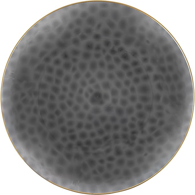 PLASTICPRO 30 Pack Heavyweight Disposable Plastic Plates - Elegant Transparent Black With Gold Rim, 9'' INCH PLATES