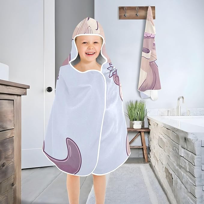 SUABO Kids' Bath Towels Otter Wearing Flower Crown Hooded Towels for Boys Girls,Toddler Towels Multi-Purpose for Beach,Pool and Bathroom,23.5" x 50", Soft and Highly Absorbent