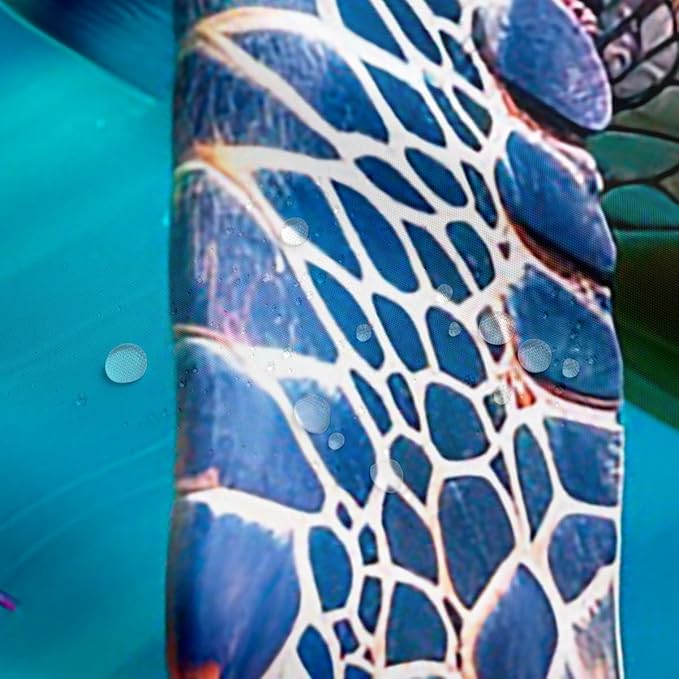 Sea Turtle Waterproof Shower Curtain 72"Wx78"L Fish Coral Bath Curtain Marine Life Shower Curtain for Kid Child, Underwater World Shower Curtain Stall Ocean Reptile Clawfoot Tub Decor Teal Blue Purple