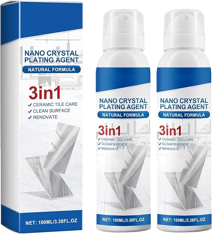 Long-lasting Gloss & Protection Tile Cleaner & Polish — 3in1 Stone Crystallization Coating Agent，Tile Cleaner and Polish for Bathroom, Kitchen, Ceramic Tiles, Protective & Polishing (2PCS)