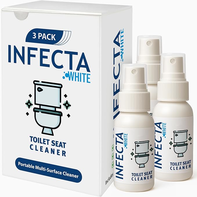 INFECTA WHITE – Toilet Spray, Travel Size Multipurpose Cleaning Spray (50 ml), All Purpose Cleaner for Toilet Seats, Bathtub, Fresh Scent, Bathroom Essentials & Mini Travel Toiletries (Pack of 3)