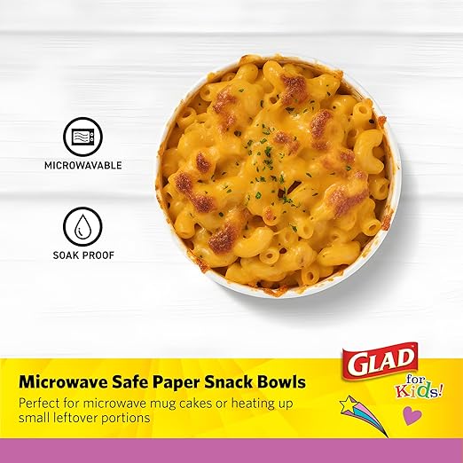 Glad for Kids Unicorn Paper Mini Snack Bowls, Lids Not Included - Heavy Duty Disposable Snack Cups with Unicorn Print, No Lids Included, 6 Ounce, 20 Count