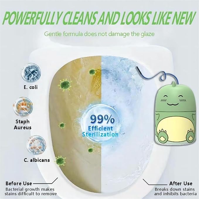 Toilet Bowl Cleaner Bottle Krazy Klean Pro Toilet Cleaner Cute Dinosaur Cleaning Odor Removal Stain Removal Makes Toilet Bowls Look New with a Light Fresh Scent- Green