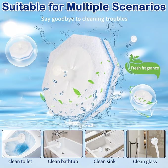 40 Count Disposable Toilet Wand Refills for Clorox Toilet Wand Refills, 5X Cleaning Power Scrubber Refill, Bathroom Cleaning Supplies, No Falling Apart, Fresh Fragrance