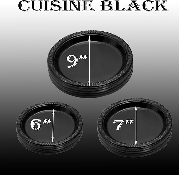 EcoQuality Disposable 6" inch Round Black Plastic Plates - China Like Party Plates, Heavy Duty Small Disposable Dessert Plates, Salad Plate, Weddings, Serveware (800)