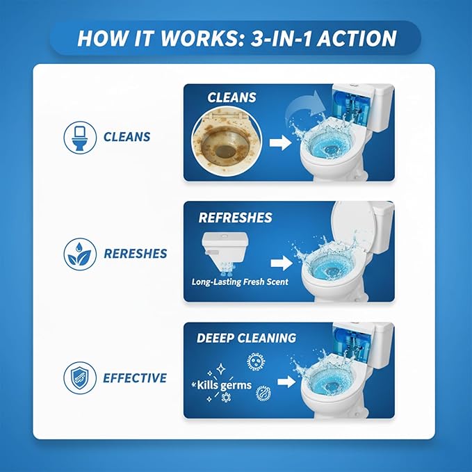 Blue Automatic Toilet Tank Cleaners, Long-Lasting Household Toilet Cleaners,Toilet flush Cleaning & Deodorizer