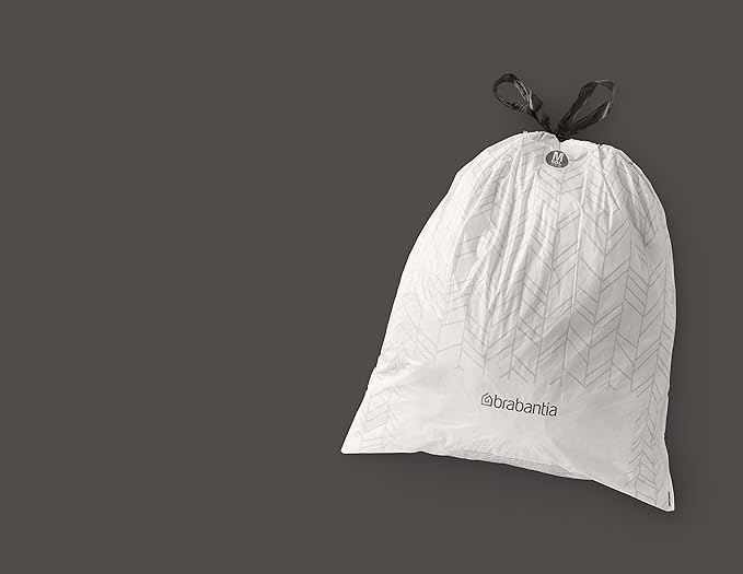 Brabantia PerfectFit Trash Bags (Size M/16 Gal) Thick Plastic Trash Can Liners with Drawstring Handles (120 Bags)