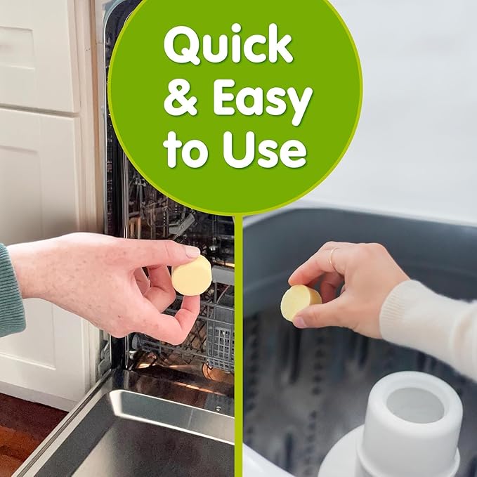 Plink Washer and Dishwasher Freshener and Cleaner, Prevents Residue, Removes Odors in Kitchen and Laundry Room Appliances, Septic-Friendly, Fresh Lemon Scent, 2 Packs of 4 Tablets