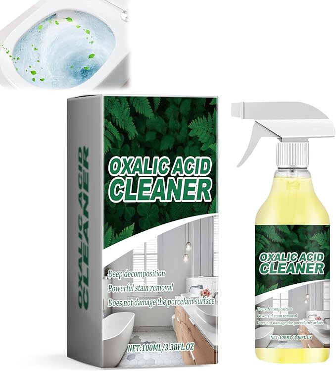 Oxalic Acid Cleaner Spray, Multipurpose Powerful Stain Remover for Toilet, Bathroom, Kitchen Floor and Countertop, 100ml/3.38fl.oz (1pcs)