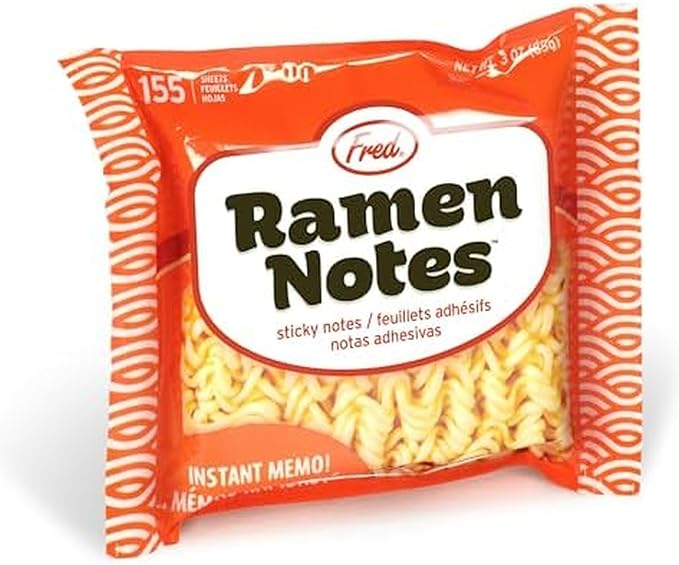 Genuine Fred Ramen Notes Ramen Noodle Sticky Note Pad, 155 Sheets, 3.5 x 3 - Fun Gift for The Office, Graduation, Back to School - Great Stocking Stuffer and Gift for Coworkers & College Students