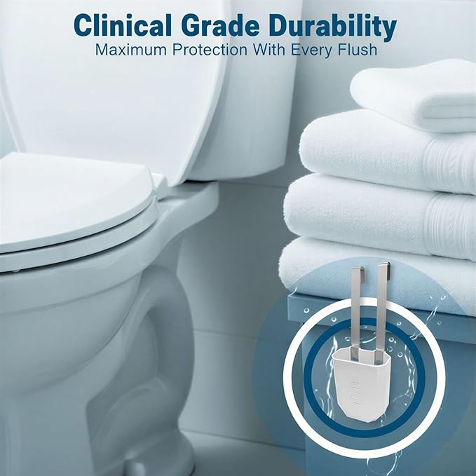 ZALIR 3 Pcs Toilet Tank Holders, White Plastic Hanging Toilet Tank Bracket with Stainless Steel Hook, Long-Lasting Rust-Resistant Carrier, Space-Saving Bathroom Organizer