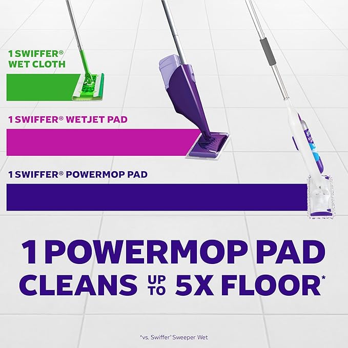 Procter & Gamble Swiffer PowerMop Multi-Surface Mopping Pad Refills, 5 Count Mop Heads