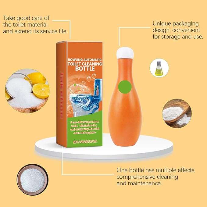 Bowling Blue Bubble Toilet Cistern Cleaner, Bleach Toilet Cleaner, Limescale Remover for Deodorizing & Descaling, Toilets Smell Refresher, Automatic Long-Lasting Toilets Bowl Cleaners in Bottle (3)