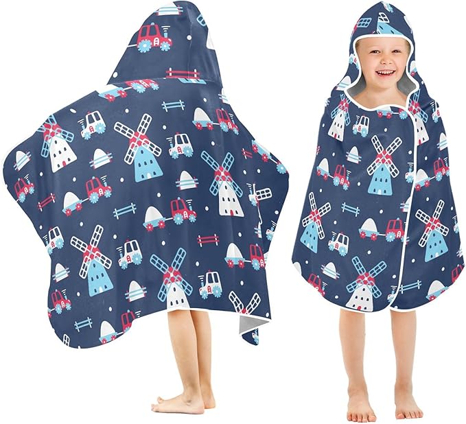 susiyo Kids Hooded Bath Towel Farm Cars Beach Towel for Kids 23.5 x 50 Inch Microfiber Soft Absorbent Quick Dry Bath Swim Pool Towel Wrap Poncho Bathrobe with Hood for Kids Toddler