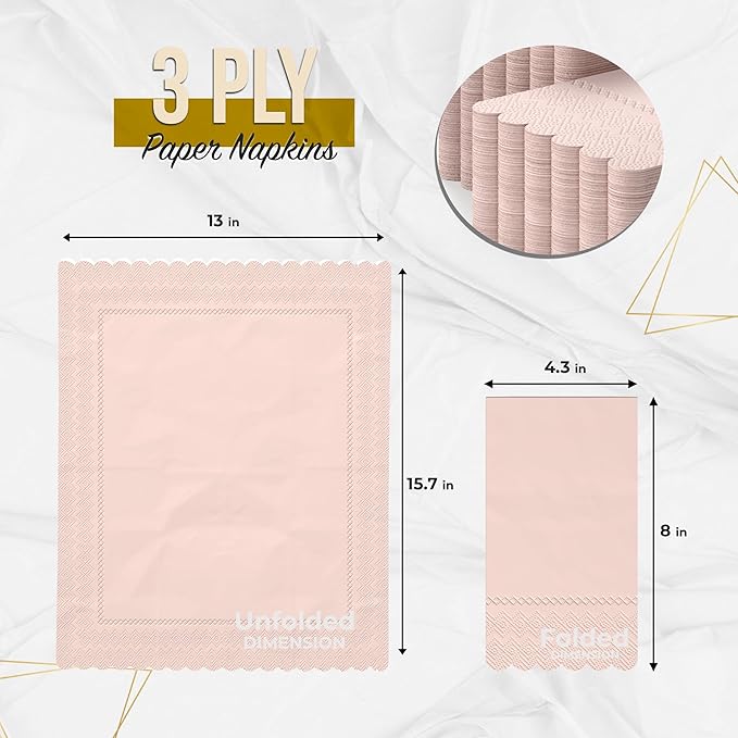 Party Solids Peach Scalloped Napkins Disposable 100 Pcs 3-Ply Peach Scalloped Dinner Napkins Disposable Decorative for Dinners & Parties, Paper Guest Towels for Bathroom & Party Supplies