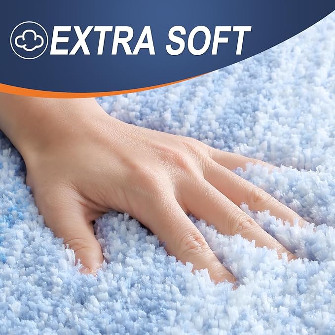 OLANLY Bathroom Runner Rugs Mat 70x24, Extra Soft Absorbent Microfiber Bath Rugs, Rubber Backing, Quick Dry, Washable Long Bath Mats for Bathroom, Tub and Shower, Home Decor Accessories, Light Blue