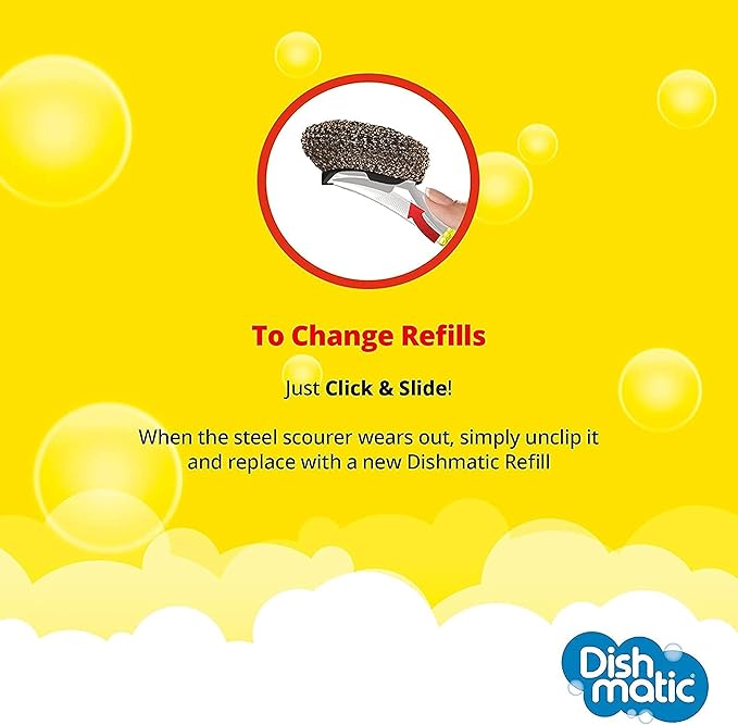 Pack of 2 Dishmatic Steel Scourer Refill Heads for Cleaning BBQ's, Hot Plates, Steel Pots & Pans
