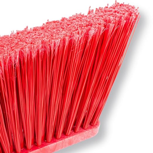 SPARTA Plastic Broom Head, Angled, Flagged for Small Debris Indoor, Outdoor, Home, Restaurant, Lobby, Office, 12 Inches, Red