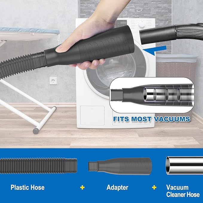 PetOde Dryer Vent Cleaner Kit Vacuum Hose Attachment, Quickly Removes Lint, Cleaning Supplies, Black