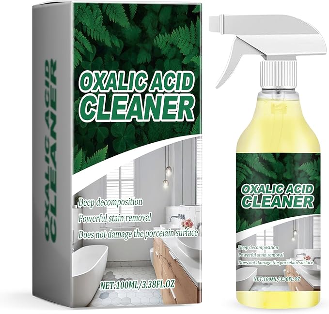 Oxalic Acid Cleaner Spray - Professional Strength Rust Remover & Toilet Bowl Cleaner for Hard Water Stains, Calcium, Lime & Mineral Deposits - Heavy-Duty Bathroom Grout & Tile Cleaning Solution (1)