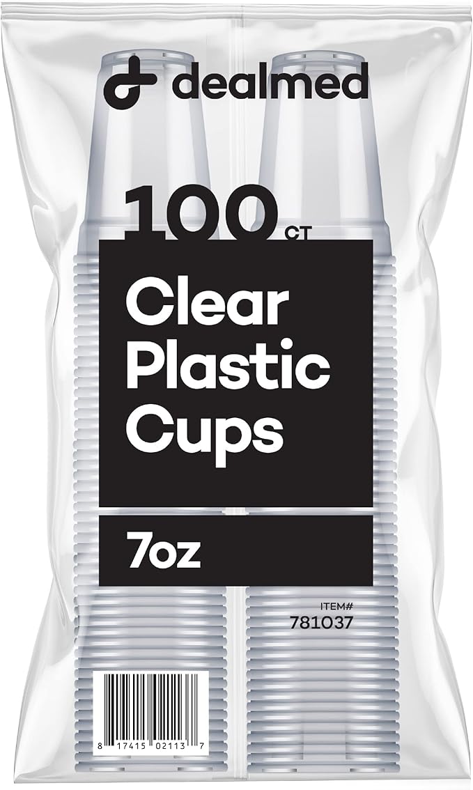 Dealmed Professional 7 oz. Disposable Plastic Cups - 100% Recyclable for Healthcare, Dental, Veterinary & Food Service Use (Pack of 100)