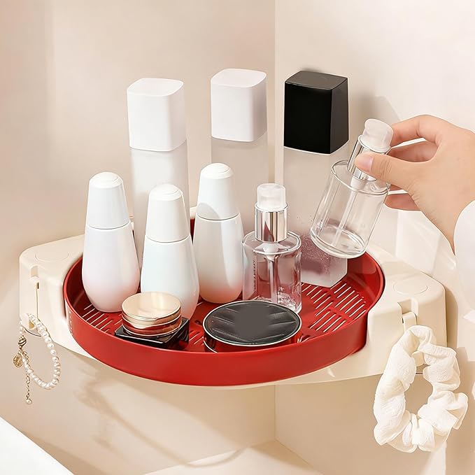 Rotating Wall Shelf with Drainage Systems Easy Installation Multiple Room Storage Organizers Sturdy Construction Drillless Rotating Shelf