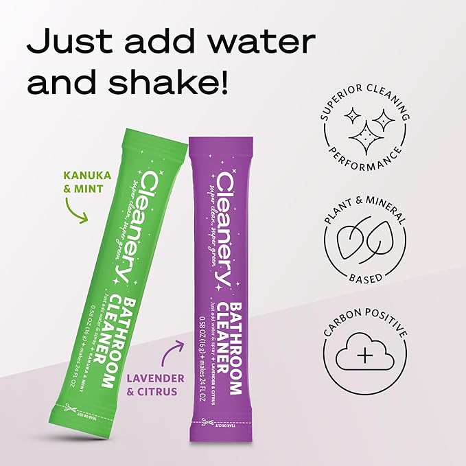 Bathroom Cleaner Powder Concentrate Refills 4 Pack, Makes 24 fl oz Each, Lavender & Citrus