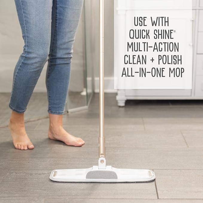 Quick Shine Hardwood Floor Luster-Polish 64oz-2pk Plant-Derived w/Carnauba Safer Choice, No PFAS, pH Neutral Ready to Use Formula w/Anti-Slip Technology Simply Squirt & Spread Made in USA