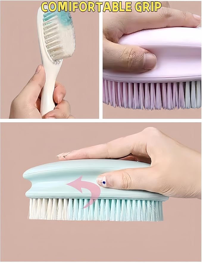 2 Pack Soft Bristle Cleaning Scrub Brush Laundry Brush Scrubber Brush for Clothes, Carpet and Fabric Stain Removal, Scrubbing Brush with Ergonomic Handle (Blue)
