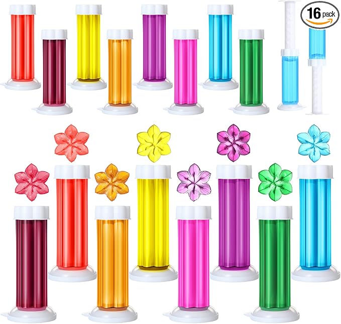 16 Pcs Flower Toilet Gels 224 Count 8 Kinds Stamp Bowl Gel Scent Toilet Stain Removal Cleaner Air Freshener Flower Stamps Pack for Bathtubs Bathroom