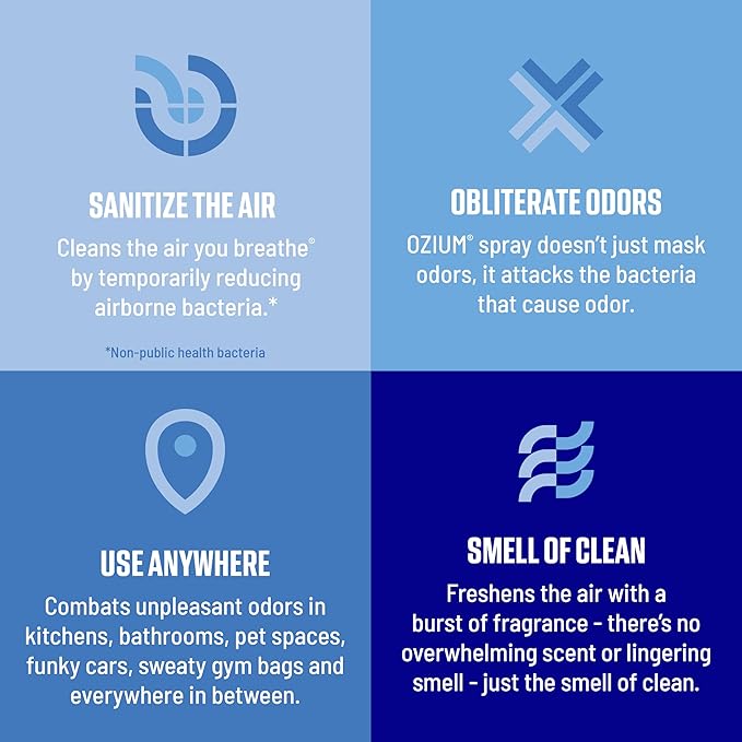 Ozium 0.8 oz. Air Sanitizer & Odor Eliminator for Homes, Cars, Offices and More, Original Scent, Pack of 6