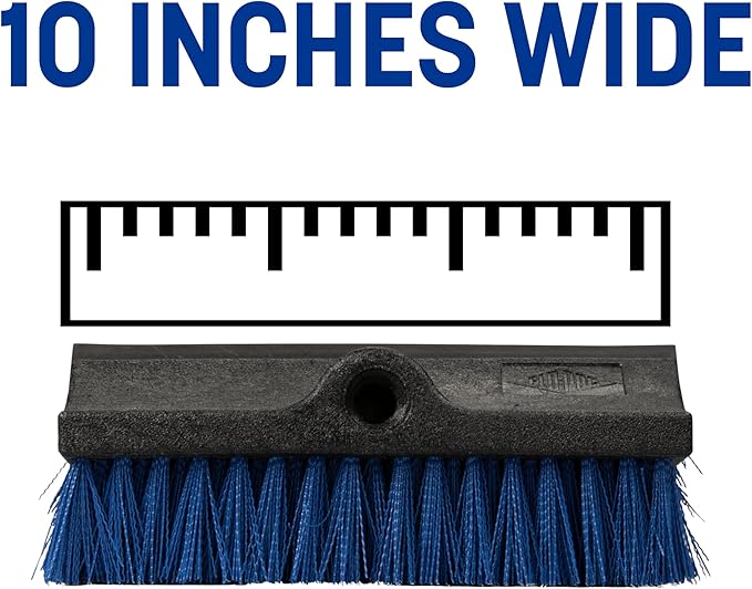 CFS 3619014 Dual Surface Floor Scrub with Rubber Squeegee, 10" Length, Blue