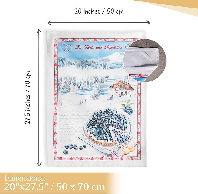 Maison d' Hermine Kitchen Towels Set of 3 100% Cotton 27.50" x 20" Reusable Cloth Tea Dish Towels Absorbent with Hanging Loop for Kitchen Farmhouse Hotel Spring Summer - Mulhouse
