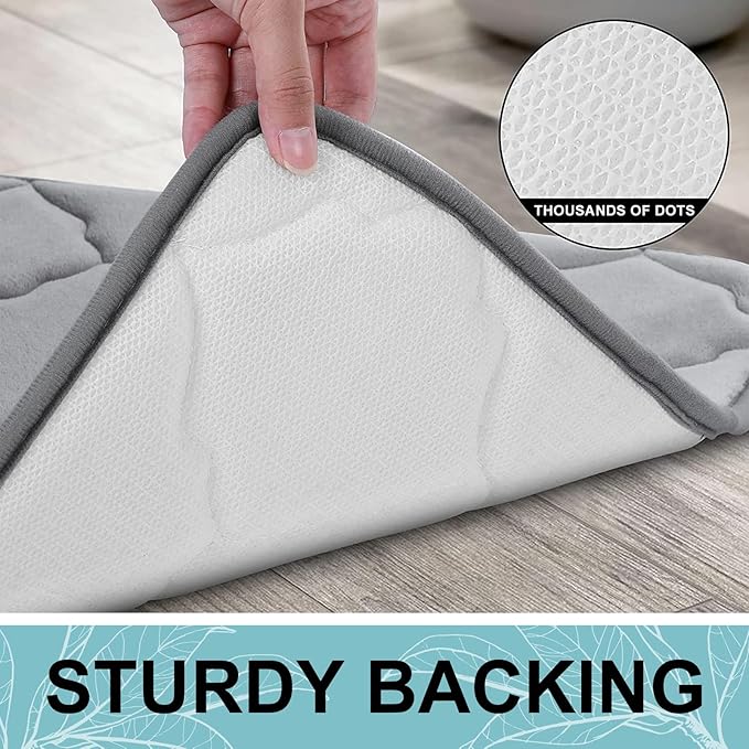 OLANLY Memory Foam Bath Mat Rug 47x24, Ultra Soft and Absorbent Bathroom Rugs, Non-Slip, Comfortable, Machine Washable Bath Carpet for Bathroom Floor, Tub, Shower and Home Decor Accessories, Grey