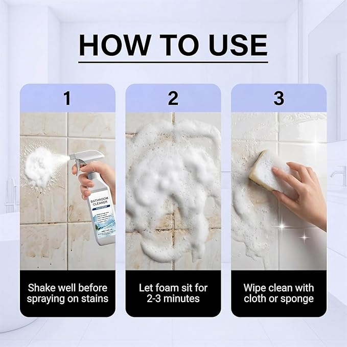 Scale Remover Bathroom Cleaner, Bathroom Descaler Foam Cleaner Spray, Stubborn Stains, Bathroom Cleaner Foam Spray for Shower, Tiles, Glass, Stainless, Steel, Natural Stone (1)