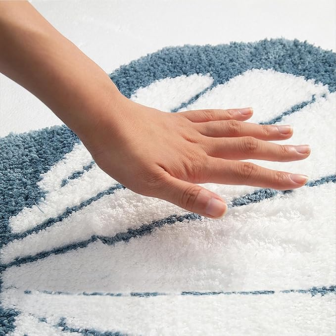 Cute Blue Shell Bath mat Super Soft and Absorbent Microfiber Plush Non-Slip Bathroom Rugs,Bath Rugs for Bathroom Door Mat 19.3x22 Inches