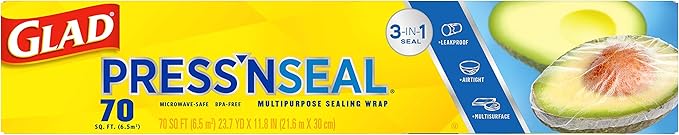 Glad Press'n Seal Plastic Food Wrap | 70 Square Foot | Roll | Pack of 2