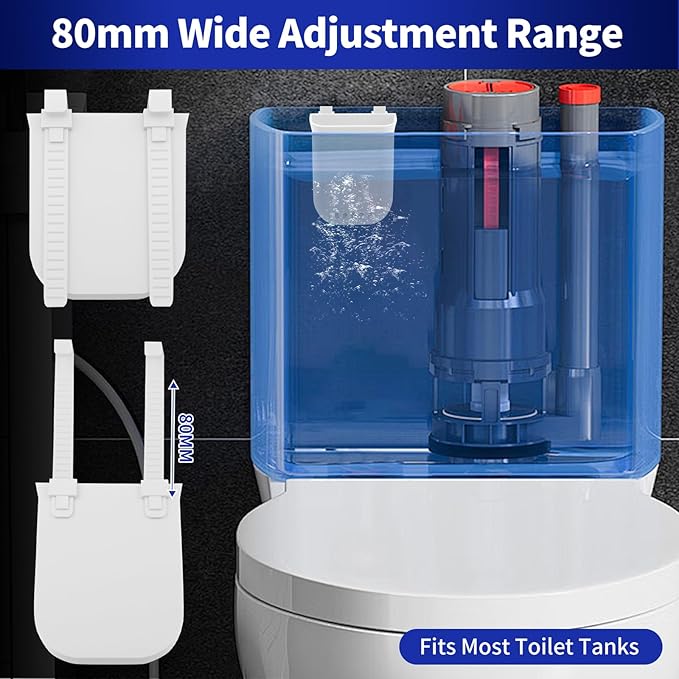 Controlled Release Toilet Bowl Cleaner Tablets Holder, 2-Pack Universal Toilet Tank Cleaner Dispenser, Adjustable Hanging Bleach Tablets Bracket for Long-Lasting Cleaning, Prevents Tank Buildup