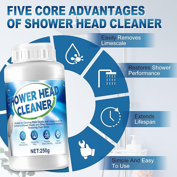 Limescale Remover, Bathroom Descaler, Hard Water Cleaner, Highly Effective at Removing Scale, Suitable for Cleaning Various Shower Heads, Water Dispensers, Kettles, Faucets, Etc, 8.3 Oz
