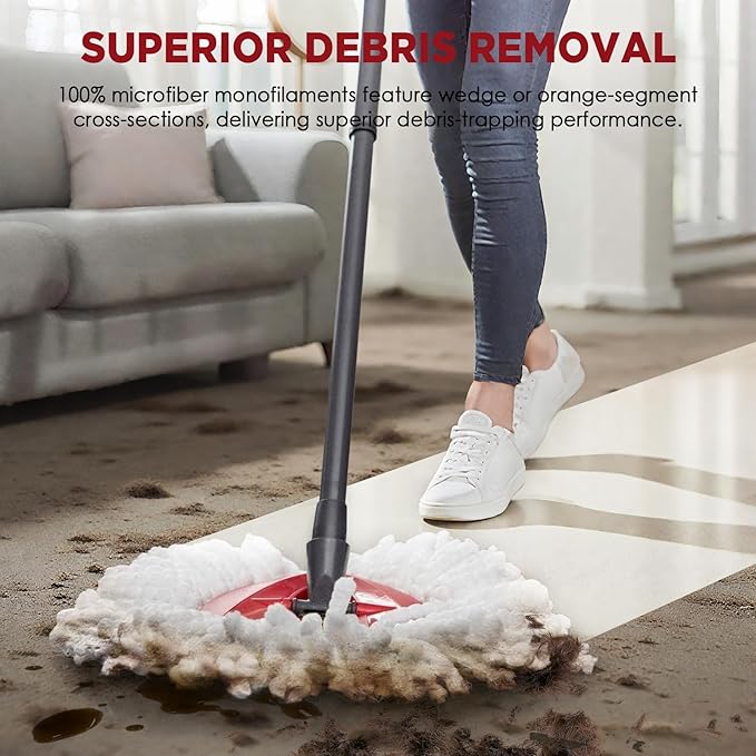 Mop Head Replacement for O-Cedar Easy Wring 1-Tank System，Exovyn Spin Mophead Replacements，Microfiber 9 Pack 360° Swivel Mop Refills，Deep Clean,Easy Cleaning，Machine Washable and Easy to Replace
