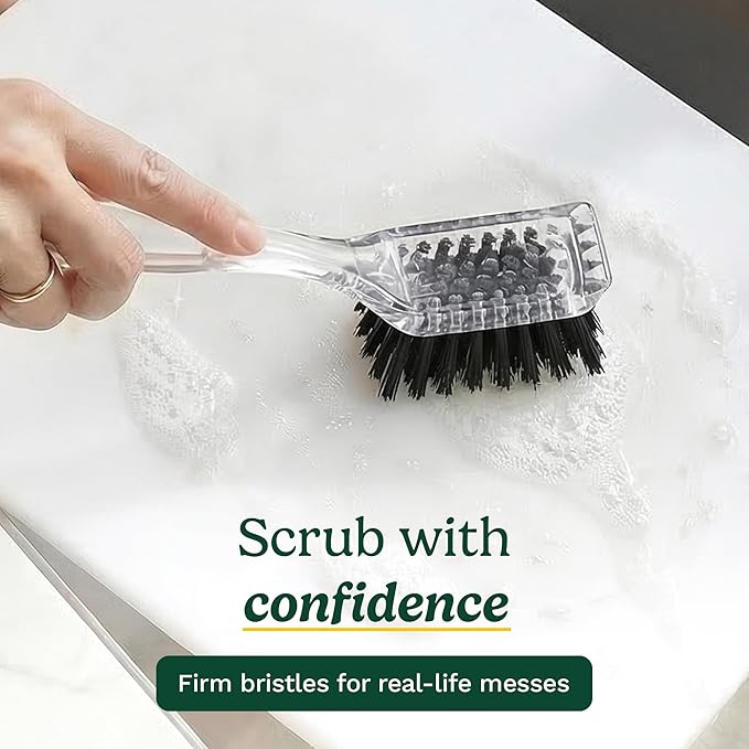 Cuisinart Dish Brush with Handle 2 Pack – Kitchen Scrub Brush for Dishes, Pots & Pans, Non-Scratch Dish Scrubber, Firm Bristles for Sink & Cookware, Comfortable Grip for Everyday Cleaning