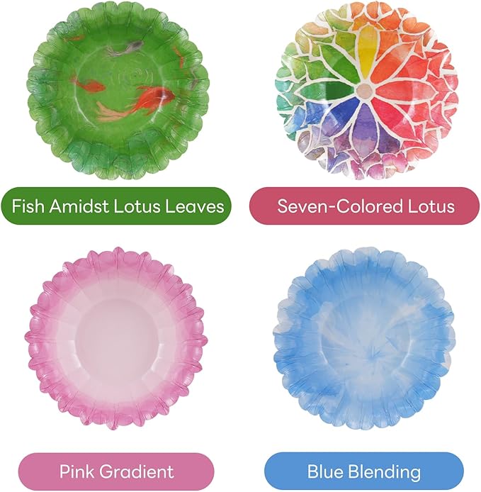 30 Pcs Small Paper Bowls, 8oz Floral Disposable Soup Bowl, Heavy Duty Printed Disposable Bowls For Snack,Dessert,Ice Cream,Salad, Party & Everyday Use(Colorful Lotus)