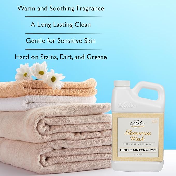 Tyler Glamorous Wash High Maintenance Fine Laundry Detergent with Stain Remover Pen and Dryer Sachets - Liquid Detergent Designed for Clothing - Hand & Machine - 32oz (High Maintenance)