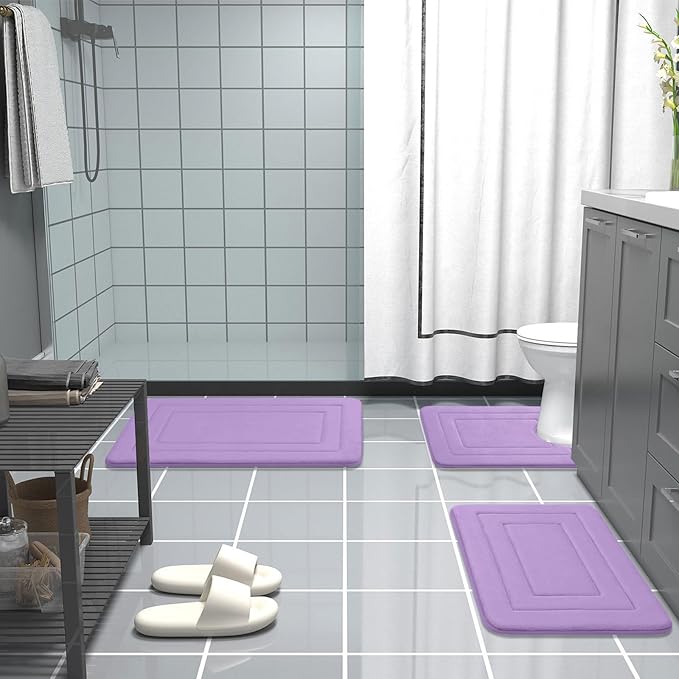 Arotive Memory Foam Bathroom Rug Mat 30x20, Ultra Soft and Absorbent Bath Mat, Machine Wash Dry, Comfortable Bath Rug Carpet for Bathroom Floor, Tub and Shower, Lavender