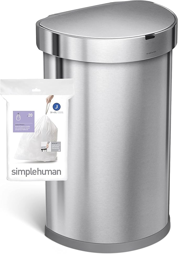 simplehuman Code J Custom Fit Trash Can Liner, 3 refill packs (60 Count), 30-45 Liter / 8-12 Gallon
