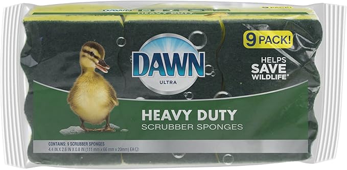 Dawn Heavy Duty Kitchen Dish Sponges, Green/Yellow (Pack of 9)