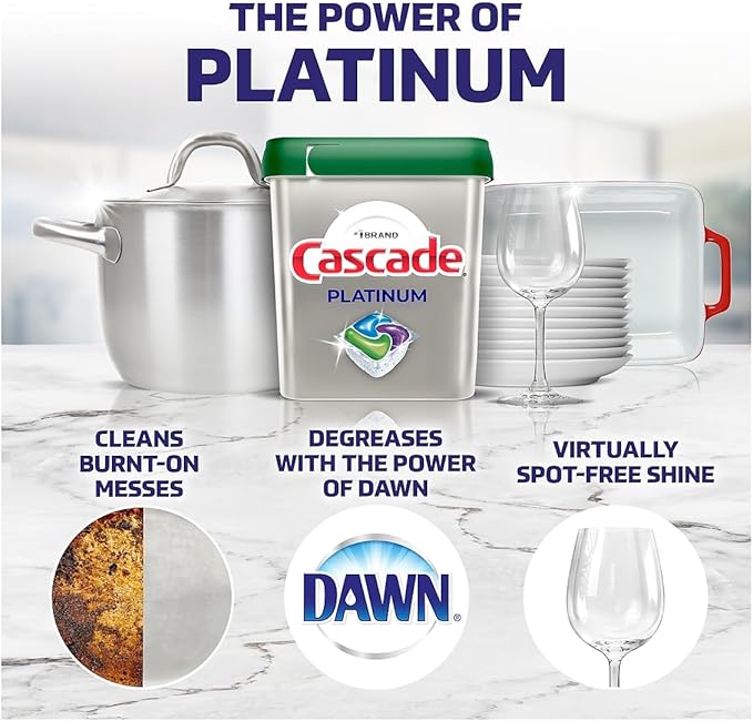 Cascade Platinum Dishwasher Pods, Fresh Scent, 74 Actionpacs, 3.17 Pound (Pack of 1)