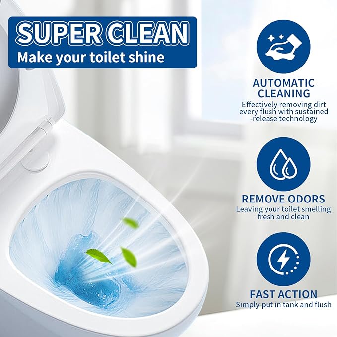 Toilet Bowl Cleaners, 3 Pack Toilet Cleaner, Automatic Long Lasting Continuous Toilet Bowl Cleaner, Prevent Stain Build Up Deep Clean, Each Pack for About 3 Months' Supply, Blue