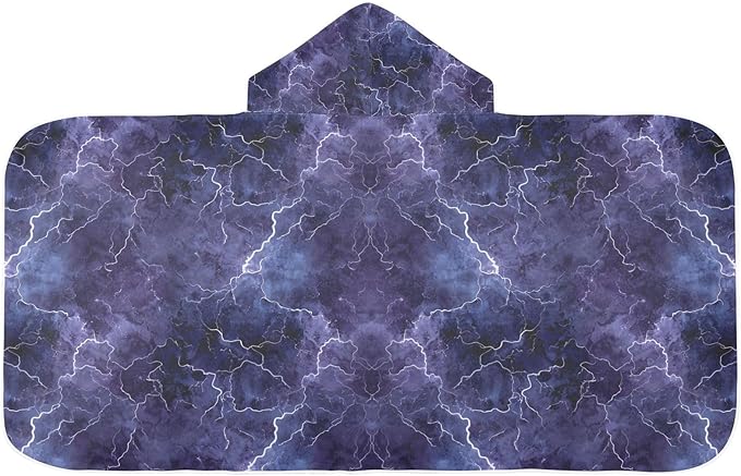Hooded Towel for Kids Purple Lightning Beach Wrap Bath Towels 50x23.5in